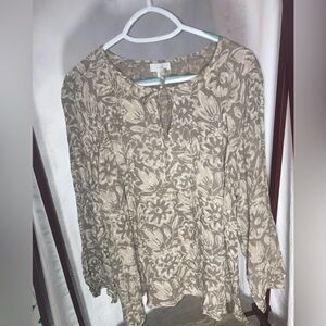 J Jill Pure Jill sz XL key hole tie neck blouse